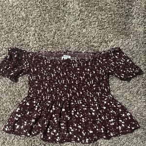 Francesca's Collections Burgundy Floral Blouse